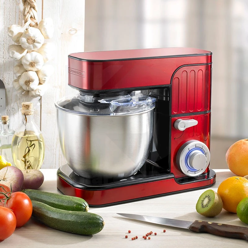 KitchenCook 1300W 5.5L Red Stainless Steel Stand Mixer - 6 Speed