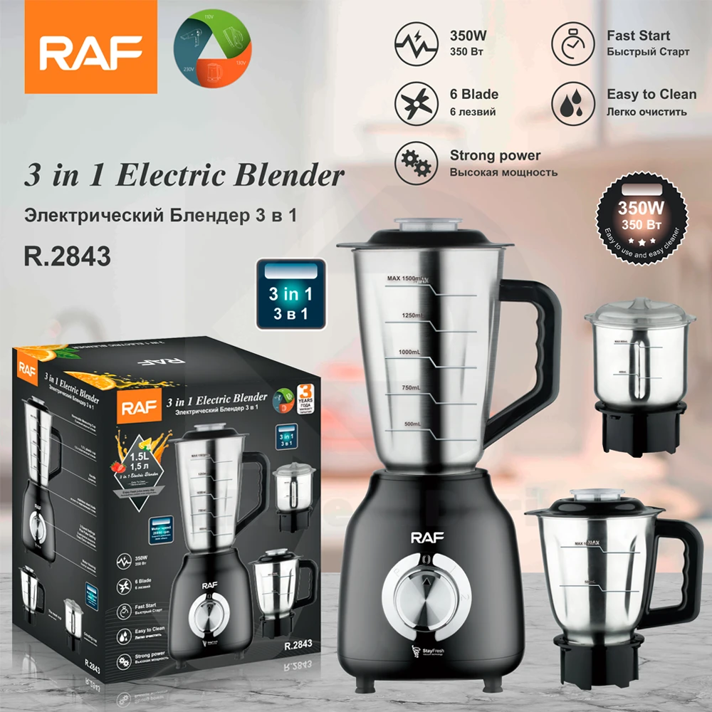RAF Smoothies Shakes Grinder Blender Food Processor Combo 3 in 1 Electric Blender